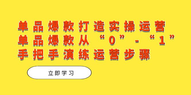 （7488期）单品爆款打造实操运营，单品爆款从“0”-“1”手把手演练运营步骤 - 白戈学堂-<a href=