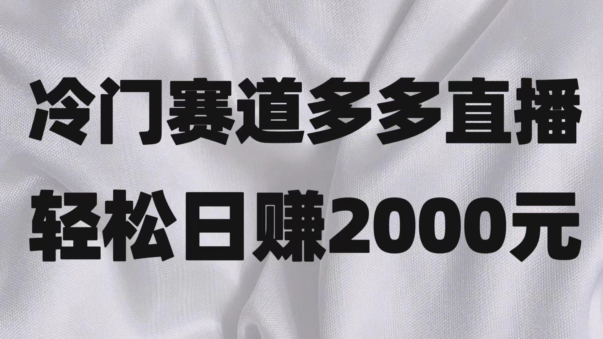 冷门赛道拼多多直播项目，简单念稿子，日收益2000＋ - 白戈学堂-<a href=