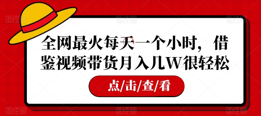 全网最火每天一个小时，借鉴视频带货月入几W很轻松【揭秘】 - 白戈学堂-<a href=