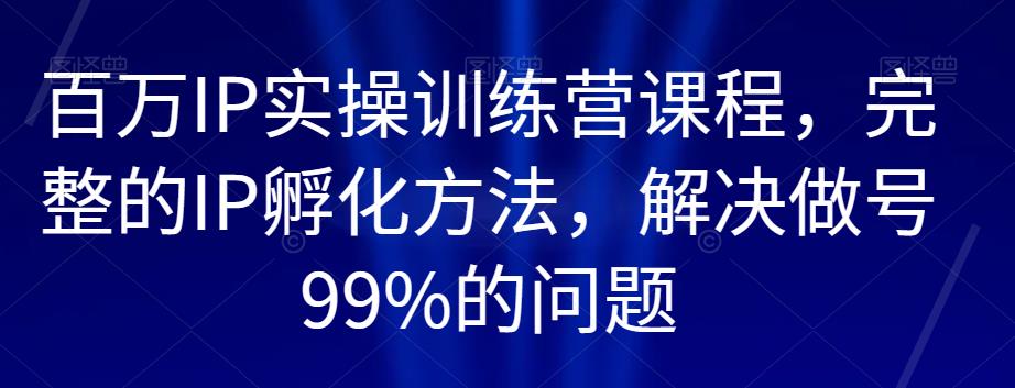 百万IP实操训练营课程，完整的IP孵化方法，解决做号99%的问题 - 白戈学堂-<a href=