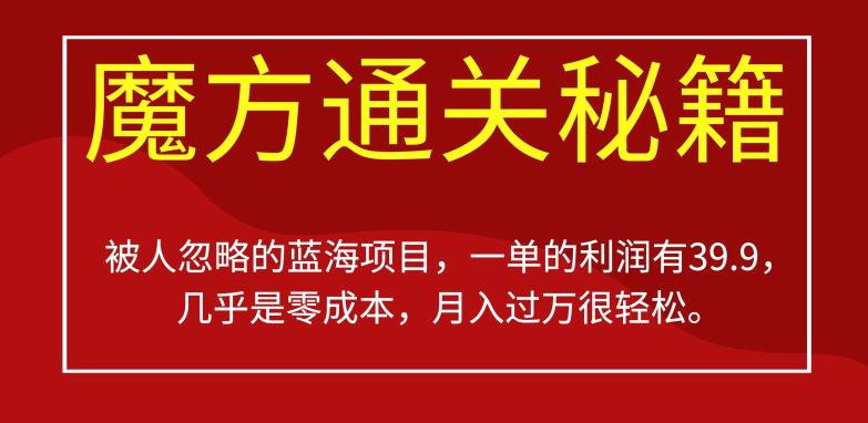 被人忽略的蓝海项目，魔方通关秘籍，一单的利润有39.9，几乎是零成本，月入过万很轻松【揭秘】 - 白戈学堂-<a href=