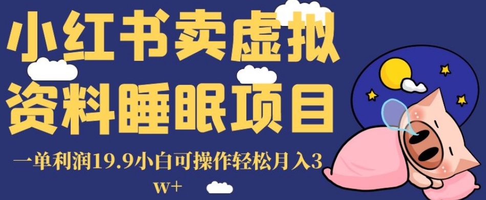 小红书卖虚拟资料睡眠项目，一单利润19.9小白可操作轻松月入3w+【揭秘】 - 白戈学堂-<a href=