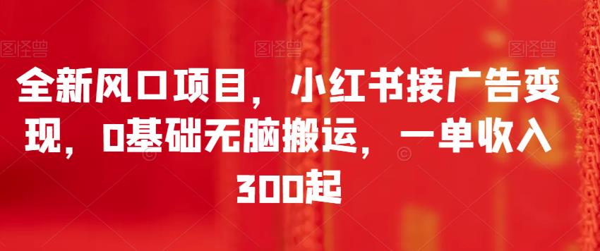 全新风口项目，小红书接广告变现，0基础无脑搬运，一单收入300起 - 白戈学堂-<a href=