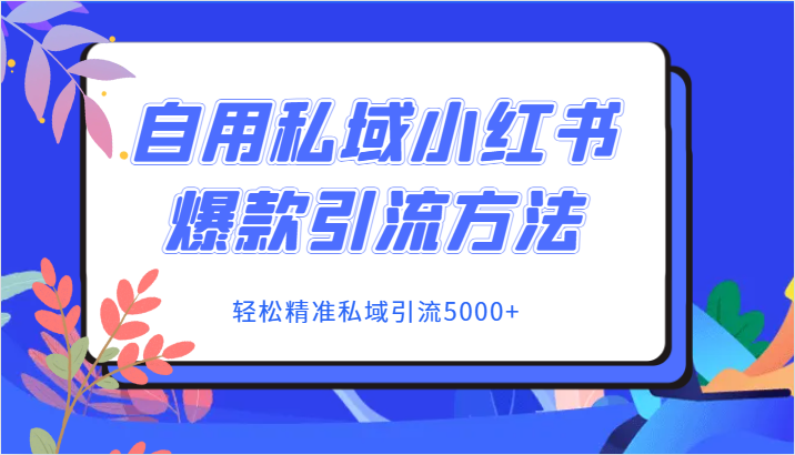 自用私域小红书爆款引流方法，轻松精准私域引流5000+ - 白戈学堂-<a href=