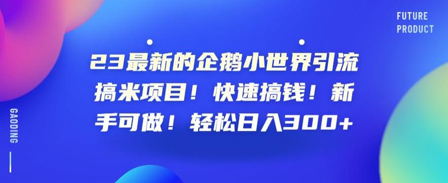 23最新的企鹅小世界引流搞米项目！快速搞钱！新手可做！轻松日入300+【揭秘】 - 白戈学堂-<a href=