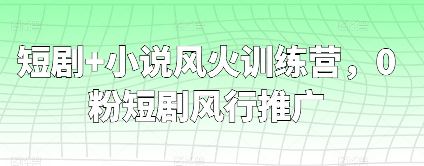 短剧+小说风火训练营，0粉短剧风行推广 - 白戈学堂-<a href=