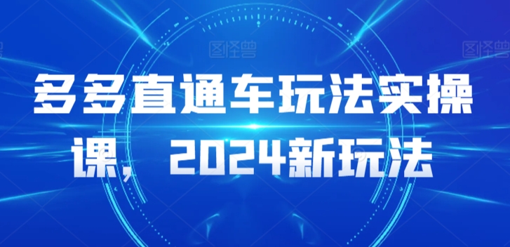 多多直通车玩法实操课，2024新玩法 - 白戈学堂-<a href=