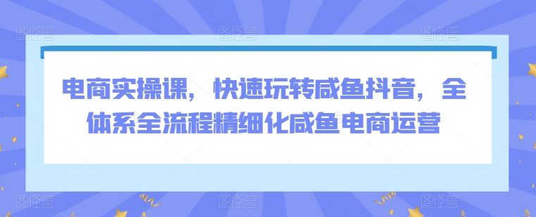 电商实操课，快速玩转咸鱼抖音，全体系全流程精细化咸鱼电商运营 - 白戈学堂-<a href=