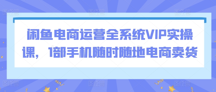 闲鱼电商运营全系统VIP实操课，1部手机随时随地电商卖货 - 白戈学堂-<a href=