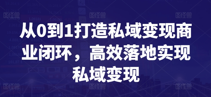 从0到1打造私域变现商业闭环，高效落地实现私域变现 - 白戈学堂-<a href=