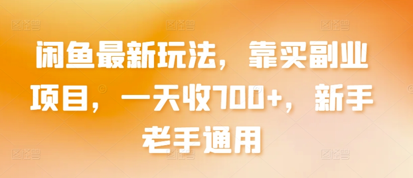 闲鱼最新玩法，靠买副业项目，一天收700+，新手老手通用 - 白戈学堂-<a href=