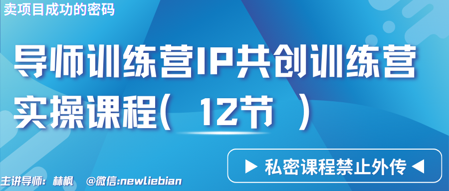 导师训练营3.0IP共创训练营私密实操课程（12节）-卖项目的密码成功秘诀 - 白戈学堂-<a href=