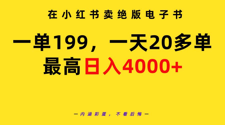 （9401期）在小红书卖绝版电子书，一单199 一天最多搞20多单，最高日入4000+教程+资料 - 白戈学堂-<a href=