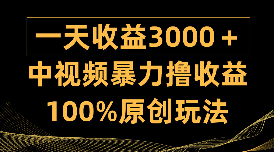 （9696期）中视频暴力撸收益，日入3000＋，100%原创玩法，小白轻松上手多种变现方式 - 白戈学堂-<a href=