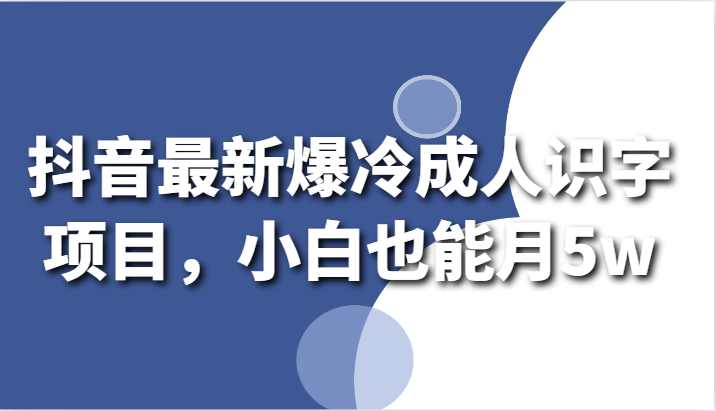 抖音最新爆冷成人识字项目，小白也能月5w - 白戈学堂-<a href=