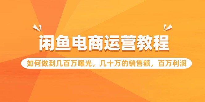 闲鱼电商运营教程：如何做到几百万曝光，几十万的销售额，百万利润 - 白戈学堂-<a href=