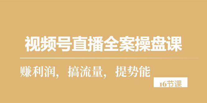 （10207期）视频号直播全案操盘课，赚利润，搞流量，提势能（16节课） - 白戈学堂-<a href=