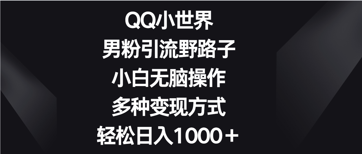 QQ小世界男粉引流野路子，小白无脑操作，多种变现方式轻松日入1000＋ - 白戈学堂-<a href=