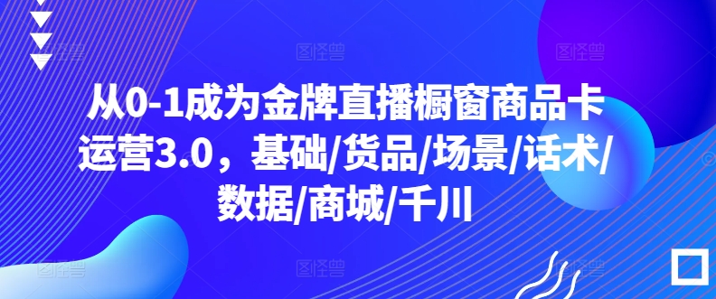 从0-1成为金牌直播橱窗商品卡运营3.0，基础/货品/场景/话术/数据/商城/千川 - 白戈学堂-<a href=