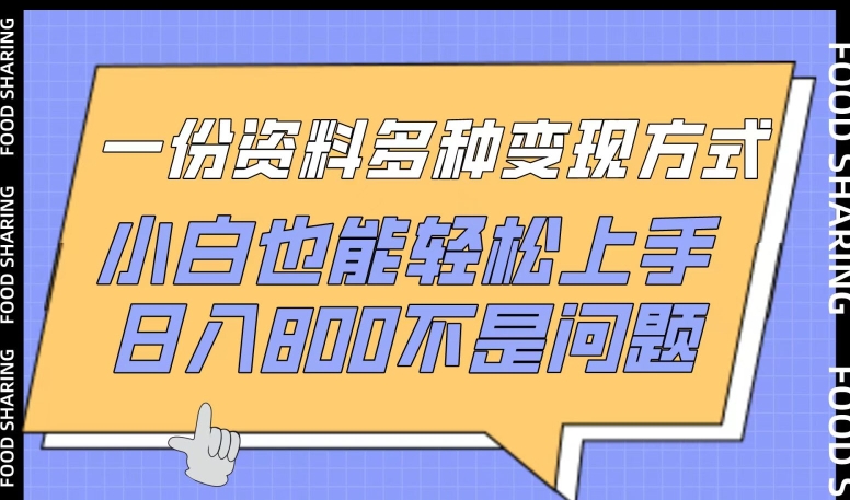 一份资料多种变现方式，小白也能轻松上手，日入800不是问题 - 白戈学堂-<a href=