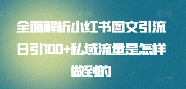 全面解析小红书图文引流日引100+私域流量是怎样做到的 - 白戈学堂-<a href=