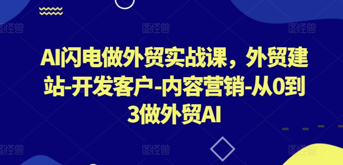 AI闪电做外贸实战课，​外贸建站-开发客户-内容营销-从0到3做外贸AI - 白戈学堂-<a href=