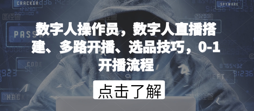 数字人操作员，数字人直播搭建、多路开播、选品技巧，0-1开播流程 - 白戈学堂-<a href=