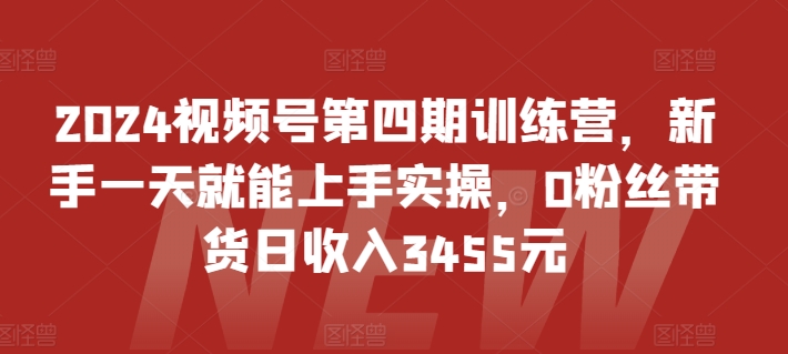 2024视频号第四期训练营，新手一天就能上手实操，0粉丝带货日收入3455元 - 白戈学堂-<a href=