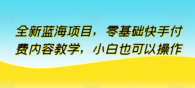 全新蓝海项目，零基础快手付费内容教学，小白也可以操作 - 白戈学堂-<a href=