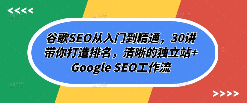 谷歌SEO从入门到精通，30讲带你打造排名，清晰的独立站+Google SEO工作流 - 白戈学堂-<a href=