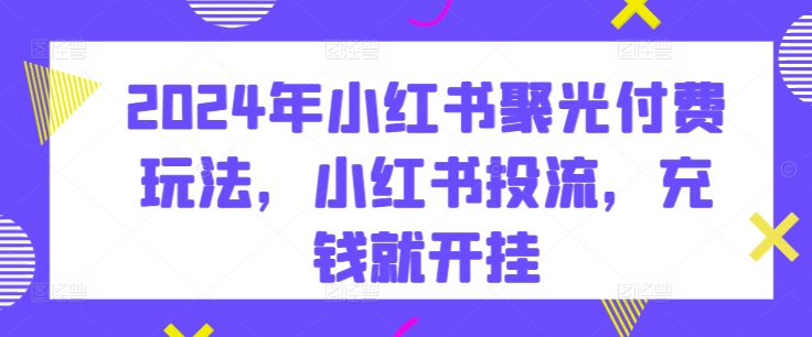 2024年小红书聚光付费玩法，小红书投流，充钱就开挂 - 白戈学堂-<a href=