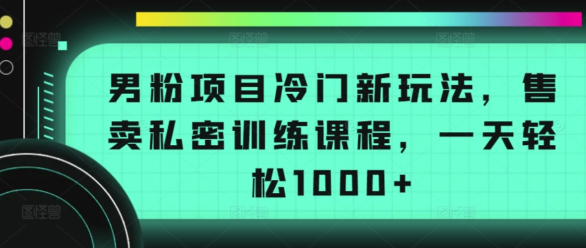 男粉项目冷门新玩法，售卖私密训练课程，一天轻松1000+ - 白戈学堂-<a href=