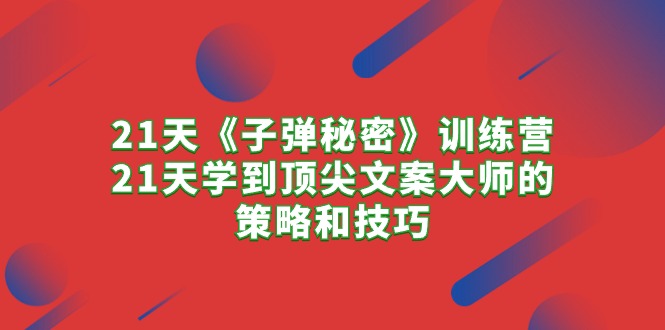 （10209期）21天《子弹秘密》训练营，21天学到顶尖文案大师的策略和技巧 - 白戈学堂-<a href=