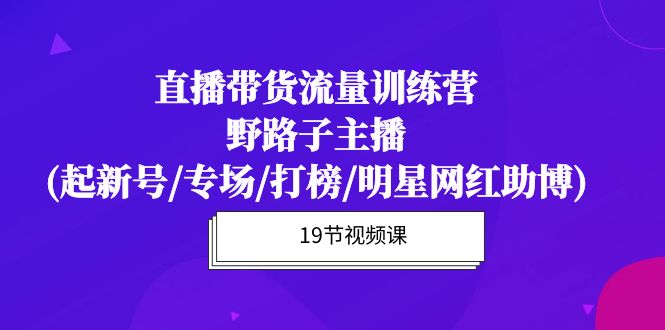 （10016期）直播带货流量特训营，野路子主播(起新号/专场/打榜/明星网红助博)19节课 - 白戈学堂-<a href=