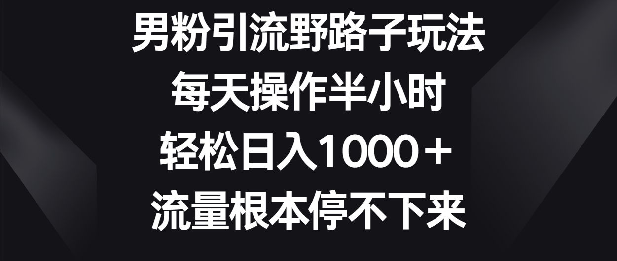 男粉引流野路子玩法，每天操作半小时轻松日入1000＋，流量根本停不下来 - 白戈学堂-<a href=