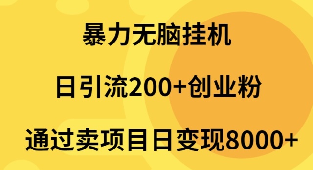 （9788期）暴力无脑挂机日引流200+创业粉通过卖项目日变现2000+ - 白戈学堂-<a href=