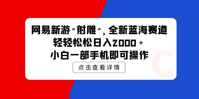 （9936期）网易新游 射雕 全新蓝海赛道，轻松日入2000＋小白一部手机即可操作 - 白戈学堂-<a href=