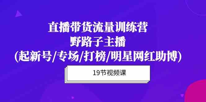 直播带货流量特训营，野路子主播(起新号/专场/打榜/明星网红助博) - 白戈学堂-<a href=