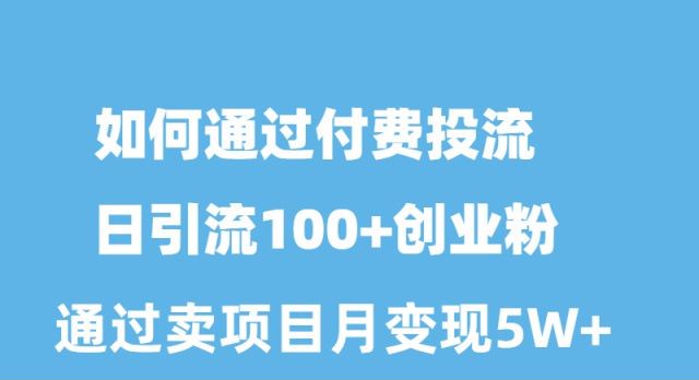 （10189期）如何通过付费投流日引流100+创业粉月变现5W+ - 白戈学堂-<a href=