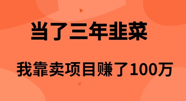 （10149期）当了3年韭菜，我靠卖项目赚了100万 - 白戈学堂-<a href=