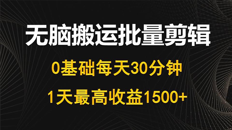 （10008期）每天30分钟，0基础无脑搬运批量剪辑，1天最高收益1500+ - 白戈学堂-<a href=