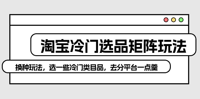 （10159期）淘宝冷门选品矩阵玩法：换种玩法，选一些冷门类目品，去分平台一点羹 - 白戈学堂-<a href=