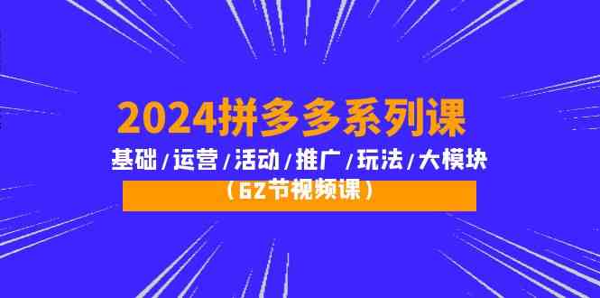 2024拼多多系列课：基础/运营/活动/推广/玩法/大模块（62节视频课） - 白戈学堂-<a href=