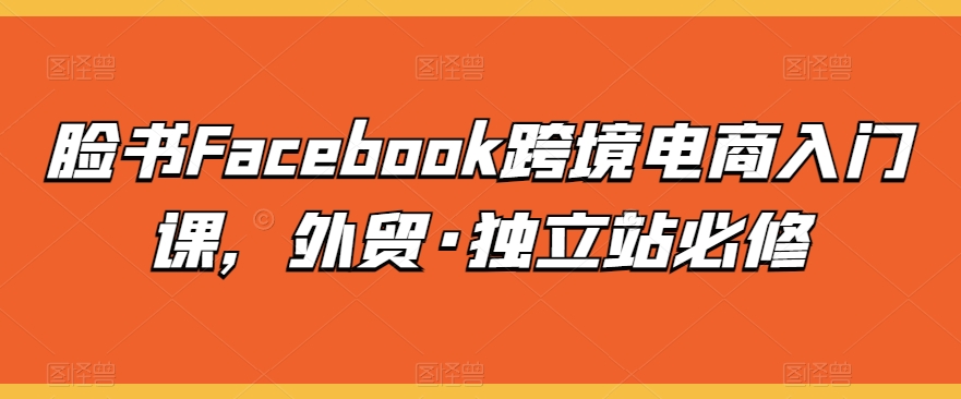 脸书Facebook跨境电商入门课，外贸·独立站必修 - 白戈学堂-<a href=