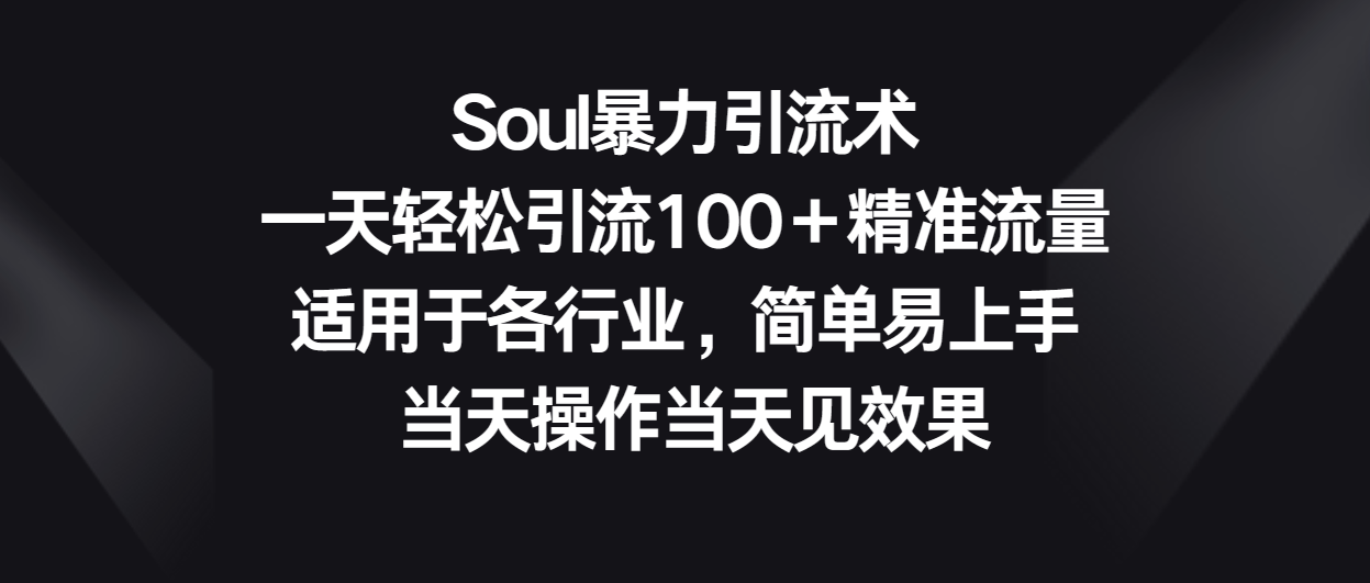 Soul暴力引流术，一天轻松引流100＋精准流量，适用于各行业，简单易上手！ - 白戈学堂-<a href=