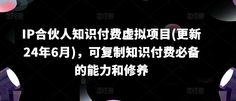 IP合伙人知识付费虚拟项目(更新24年6月)，可复制知识付费必备的能力和修养 - 白戈学堂-<a href=