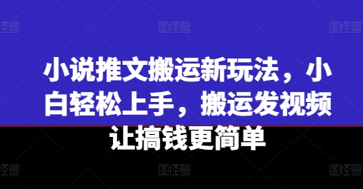 小说推文搬运新玩法，小白轻松上手，搬运发视频让搞钱更简单 - 白戈学堂-<a href=