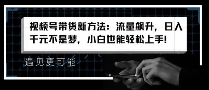 视频号带货新方法：流量飙升，日入千元不是梦，小白也能轻松上手 - 白戈学堂-<a href=