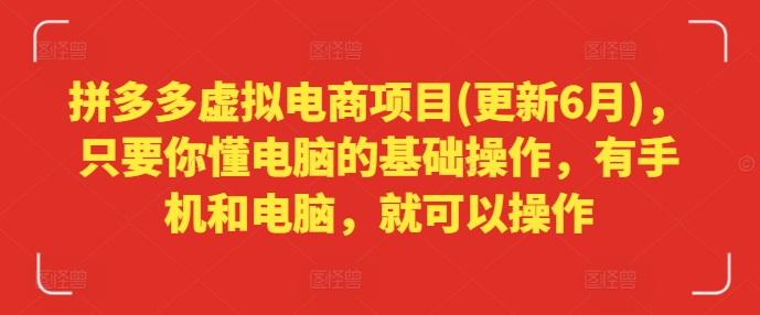 拼多多虚拟电商项目(更新6月)，只要你懂电脑的基础操作，有手机和电脑，就可以操作 - 白戈学堂-<a href=