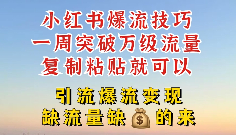 小红书爆流技巧，一周突破万级流量，复制粘贴就可以，引流爆流变现 - 白戈学堂-<a href=